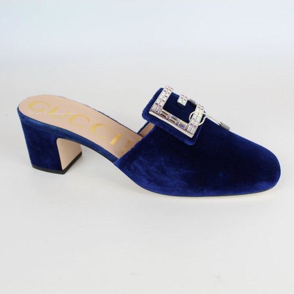 NEW Gucci Velvet Crystal Mules – Luxe Party Dressy Heels - Picture 3 of 15